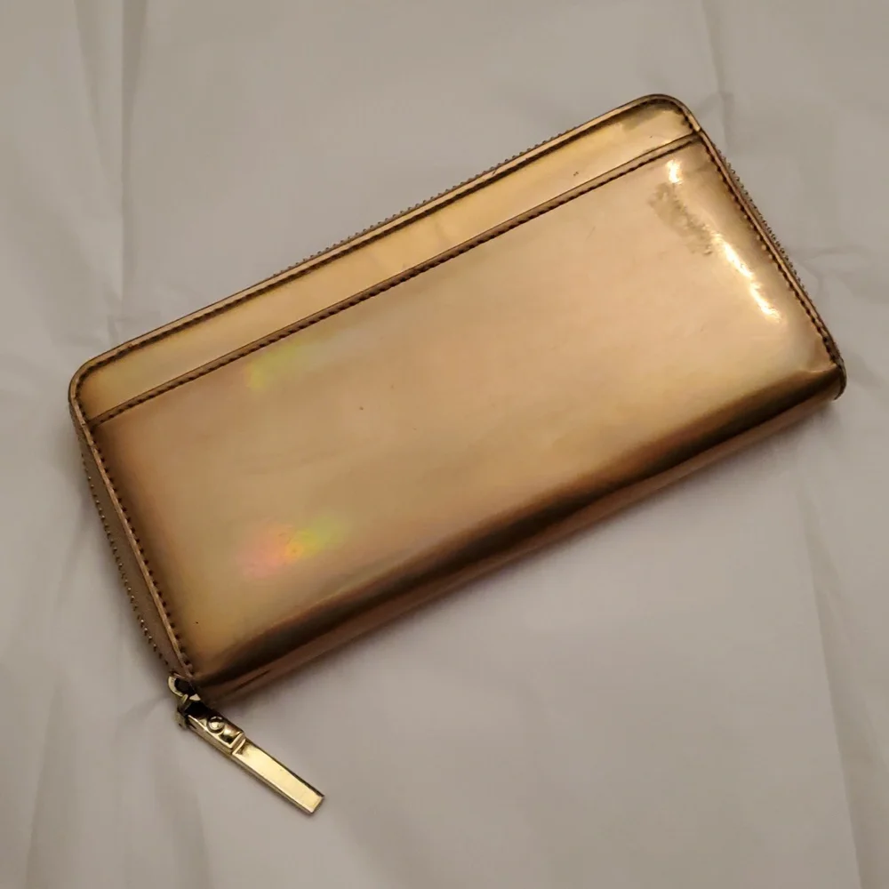 Kate Spade New York Iridescent Rose Gold Zip Wallet
